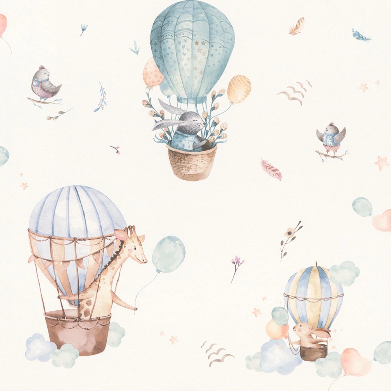 Kids World Balloon Ride Wallpaper - Blue Multi - Rasch - 300512Wallpaper199