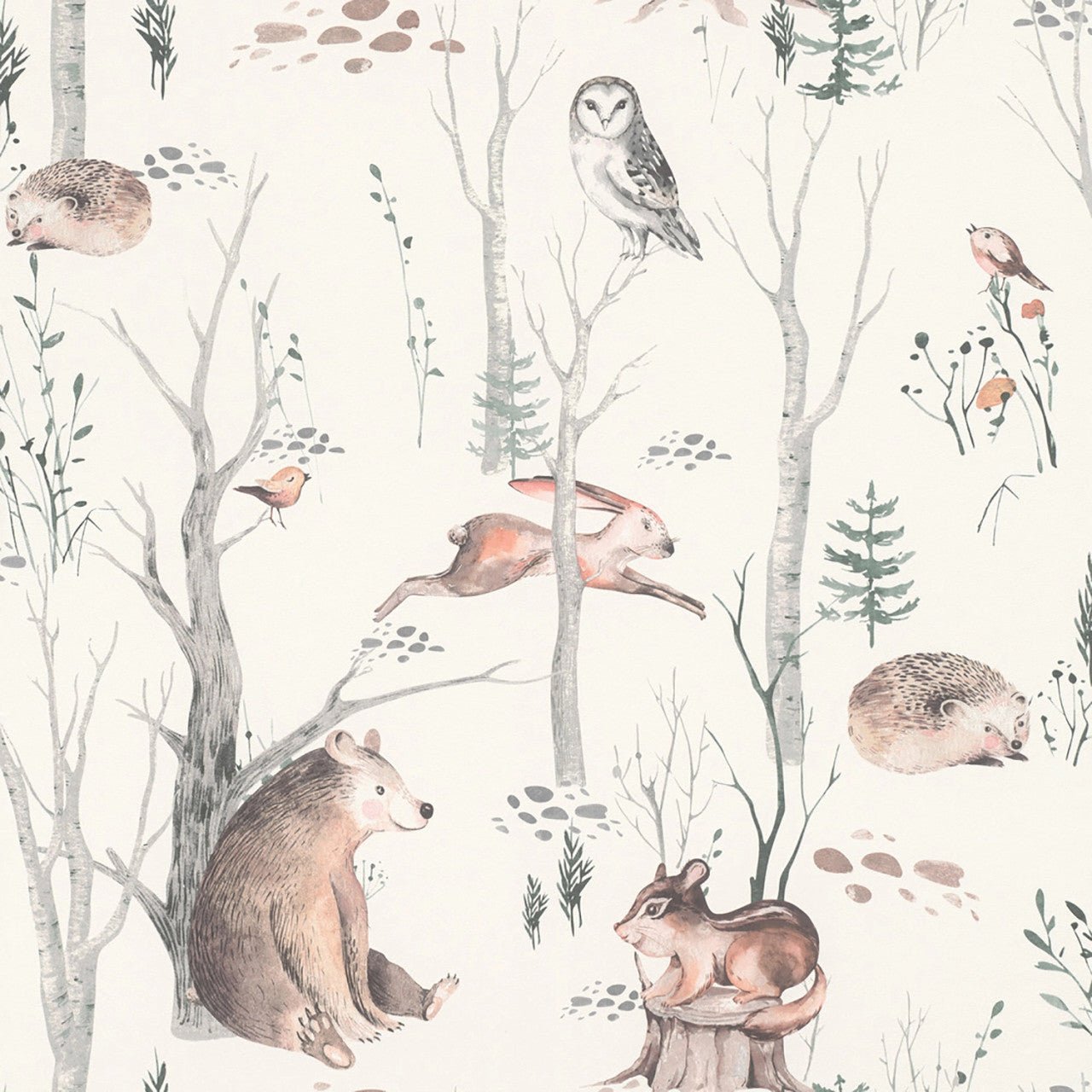 Kids World Woodland Walk Wallpaper - Neutral - Rasch - 300048Wallpaper199