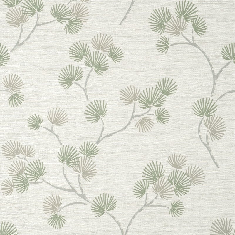 Kira Oriental Floral Tree Metallic Wallpaper - Green/Grey - Fine Décor - FD43310Wallpaper199