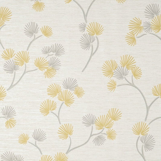 Kira Oriental Floral Tree Metallic Wallpaper - Mustard/Grey - Fine Décor - FD43309Wallpaper199