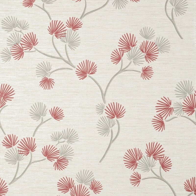 Kira Oriental Floral Tree Metallic Wallpaper - Red/Grey - Fine Décor - FD43311Wallpaper199
