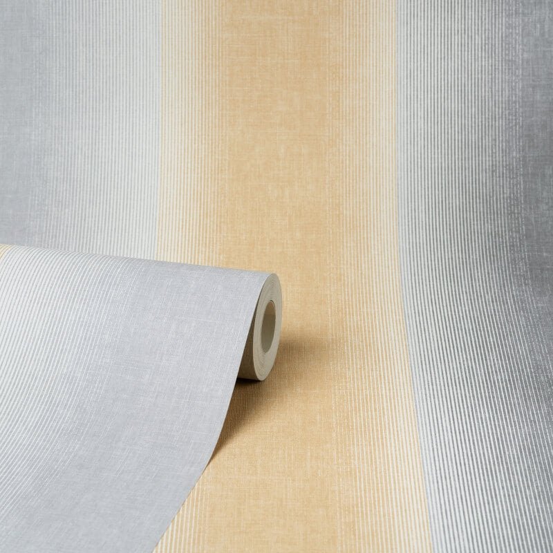 Kirby Ombre Stripe Wallpaper - Mustard/Grey - Crown - M1645Wallpaper199