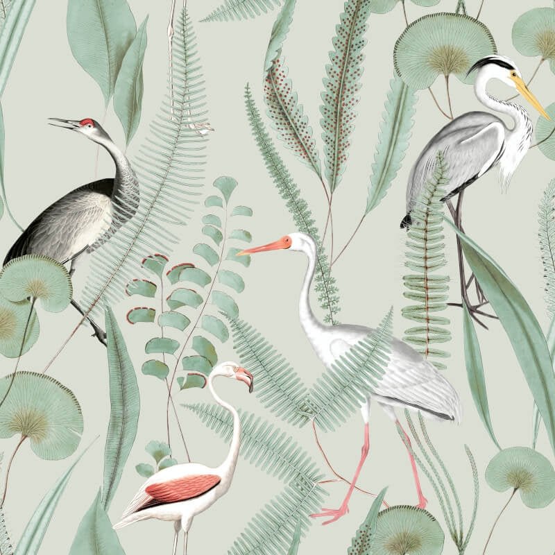 Kivu Shorebirds Wallpaper - Olive Multi - Muriva - M37404Wallpaper199