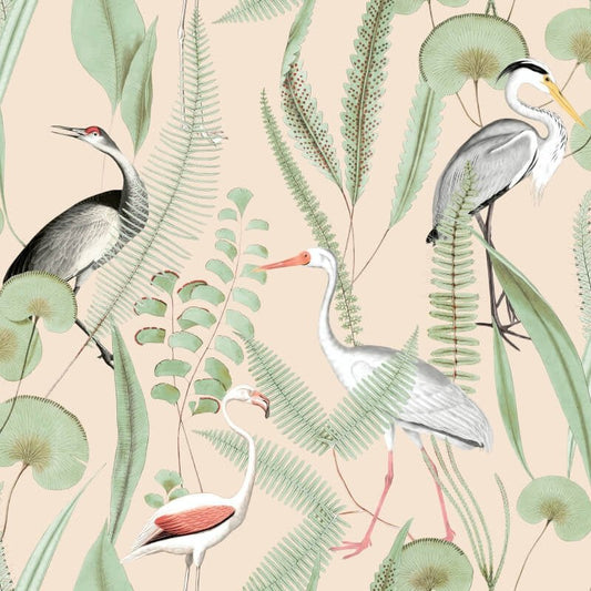 Kivu Shorebirds Wallpaper - Pink Multi - Muriva - M37403Wallpaper199