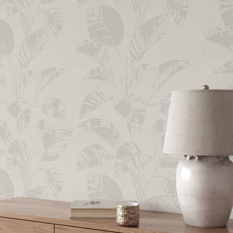 Largo Leaf Metallic Wallpaper - Beige - Erismann - 10459 - 02Wallpaper199