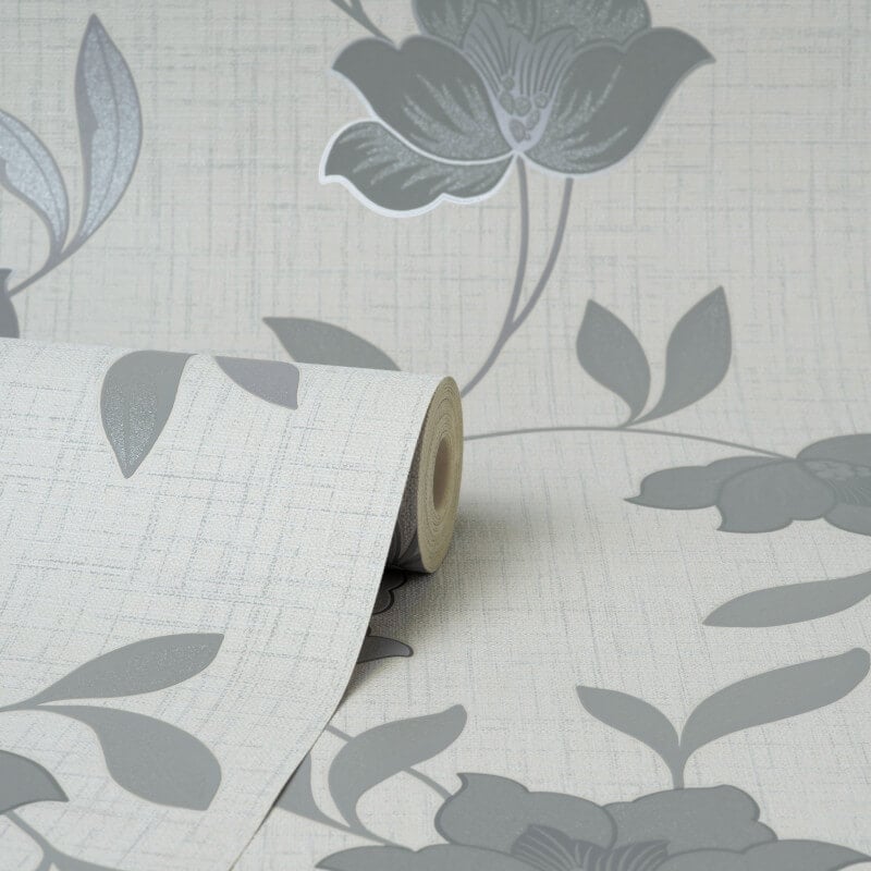 Larson Floral Metallic Wallpaper - Grey/Silver - Fine Décor - FD43068Wallpaper199