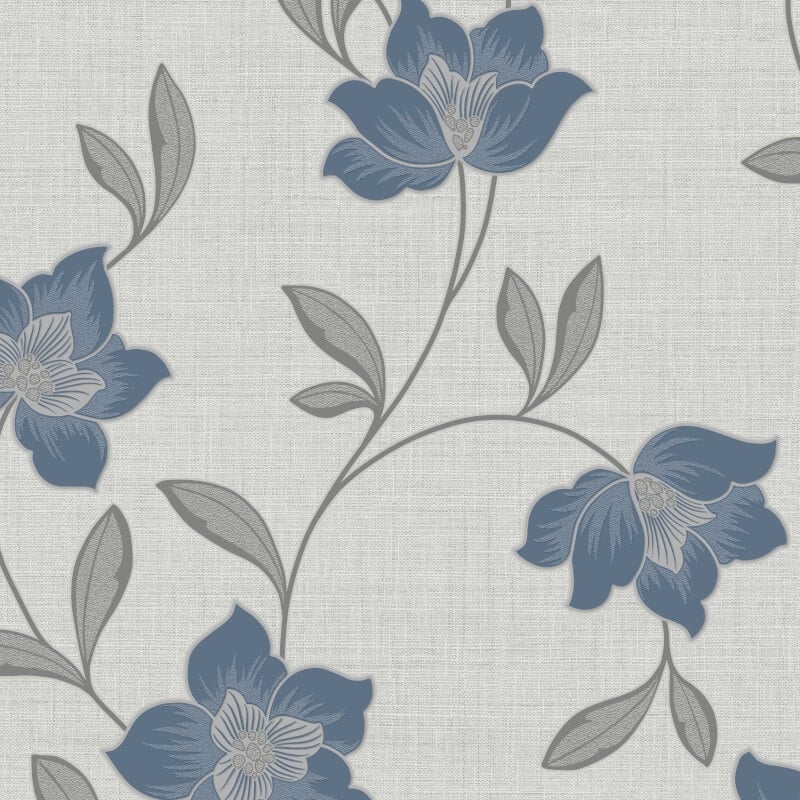 Larson Floral Metallic Wallpaper - Navy/Silver - Fine Décor - FD43067Wallpaper199