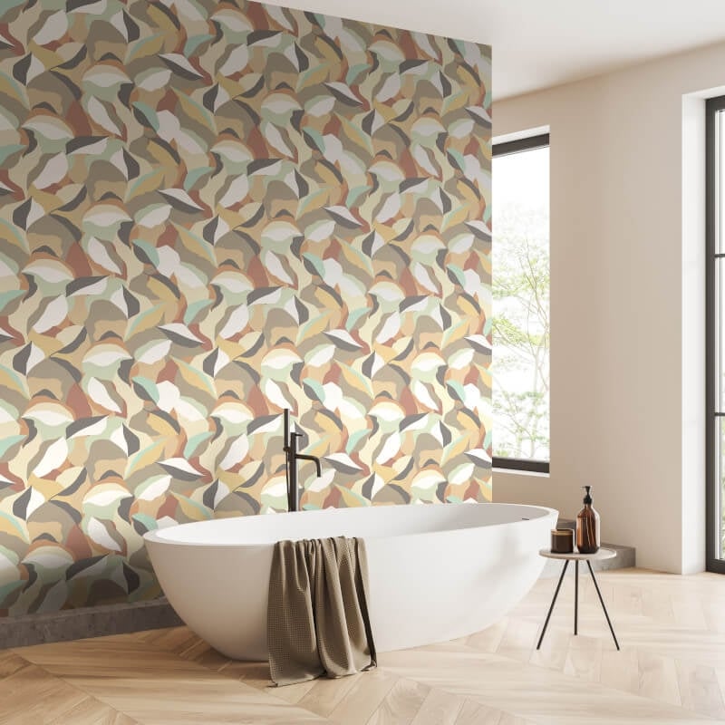 Leafy Patchwork Wallpaper - Caramel/Mint - Hoopla Walls - HWA1161WWallpaper199