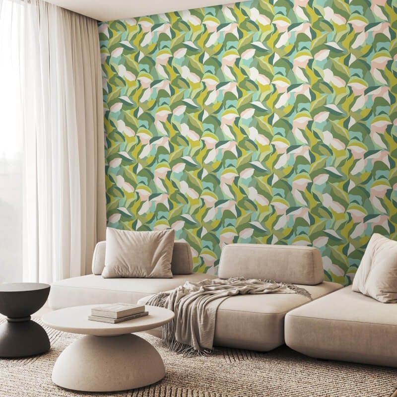 Leafy Patchwork Wallpaper - Forest Green - Hoopla Walls - HWA1159WWallpaper199