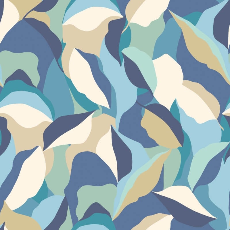 Leafy Patchwork Wallpaper - Indigo Mix - Hoopla Walls - HWA1156WWallpaper199