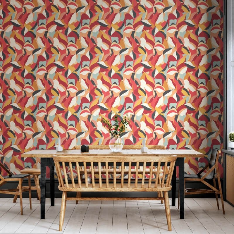 Leafy Patchwork Wallpaper - Plum/Olive - Hoopla Walls - HWA1158WWallpaper199