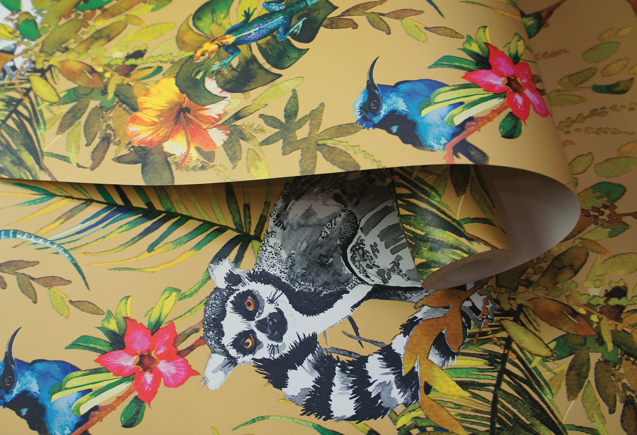 Lemur Wallpaper - Ochre - Holden Décor - 13050Wallpaper199