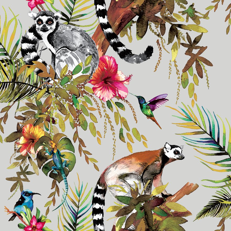 Lemur Wallpaper - Silver/Multi - Holden Décor - 12401Wallpaper199