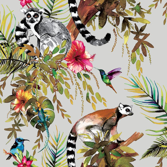 Lemur Wallpaper - Silver/Multi - Holden Décor - 12401Wallpaper199