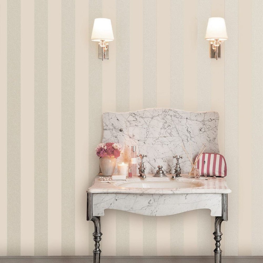 Lille Pearlescent Stripe Wallpaper - Linen - Laura Ashley - 113337Wallpaper199