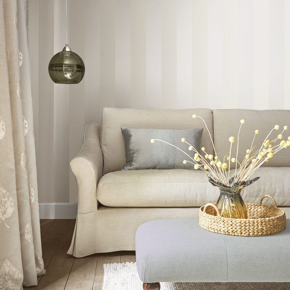 Lille Pearlescent Stripe Wallpaper - White - Laura Ashley - 113336Wallpaper199