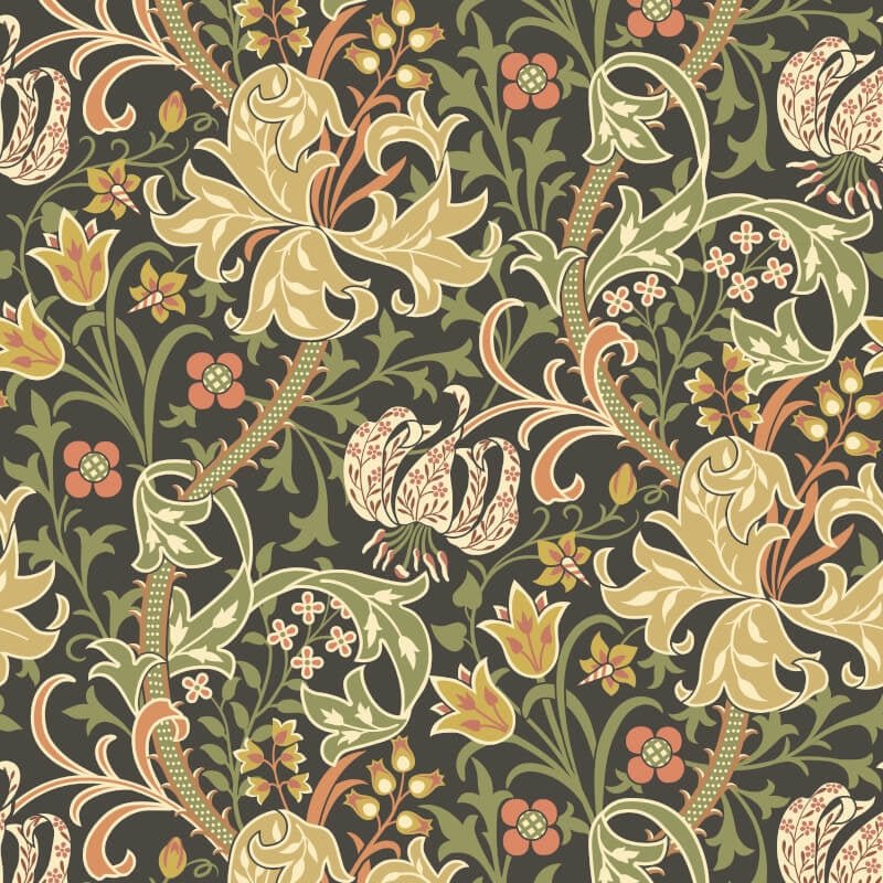 Lily Ogee Wallpaper - Black - Hoopla Walls - HWA1131WWallpaper199