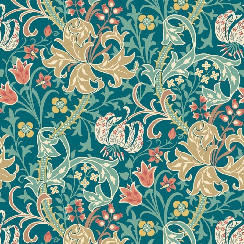 Lily Ogee Wallpaper - Teal - Hoopla Walls - HWA1134WWallpaper199