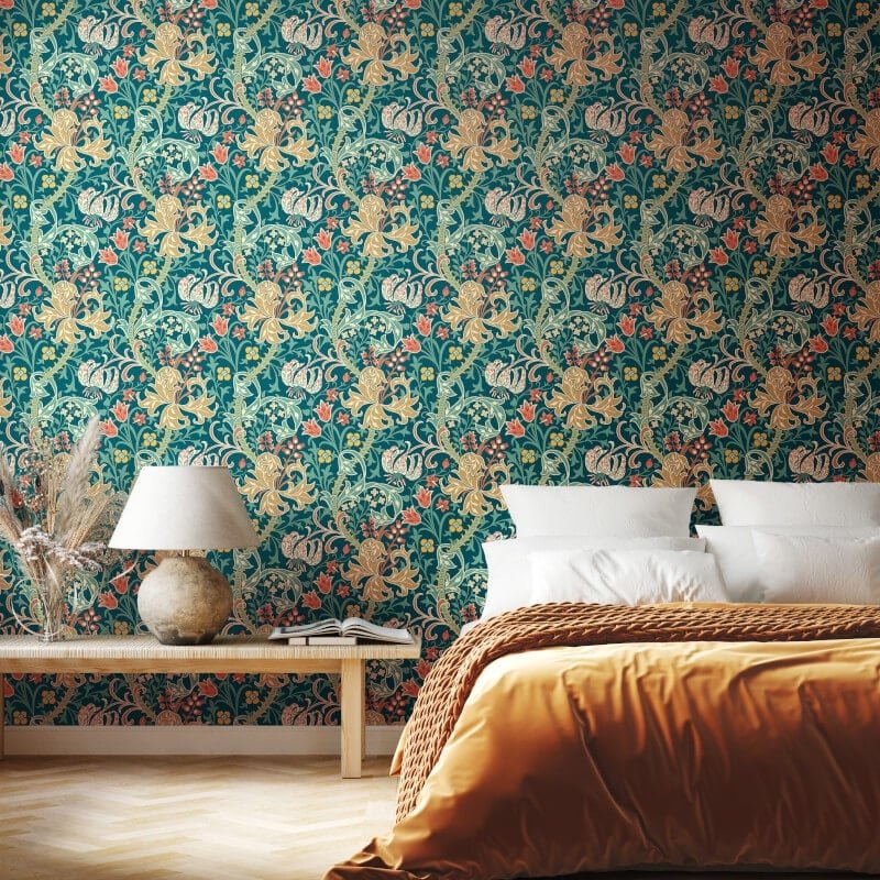 Lily Ogee Wallpaper - Teal - Hoopla Walls - HWA1134WWallpaper199