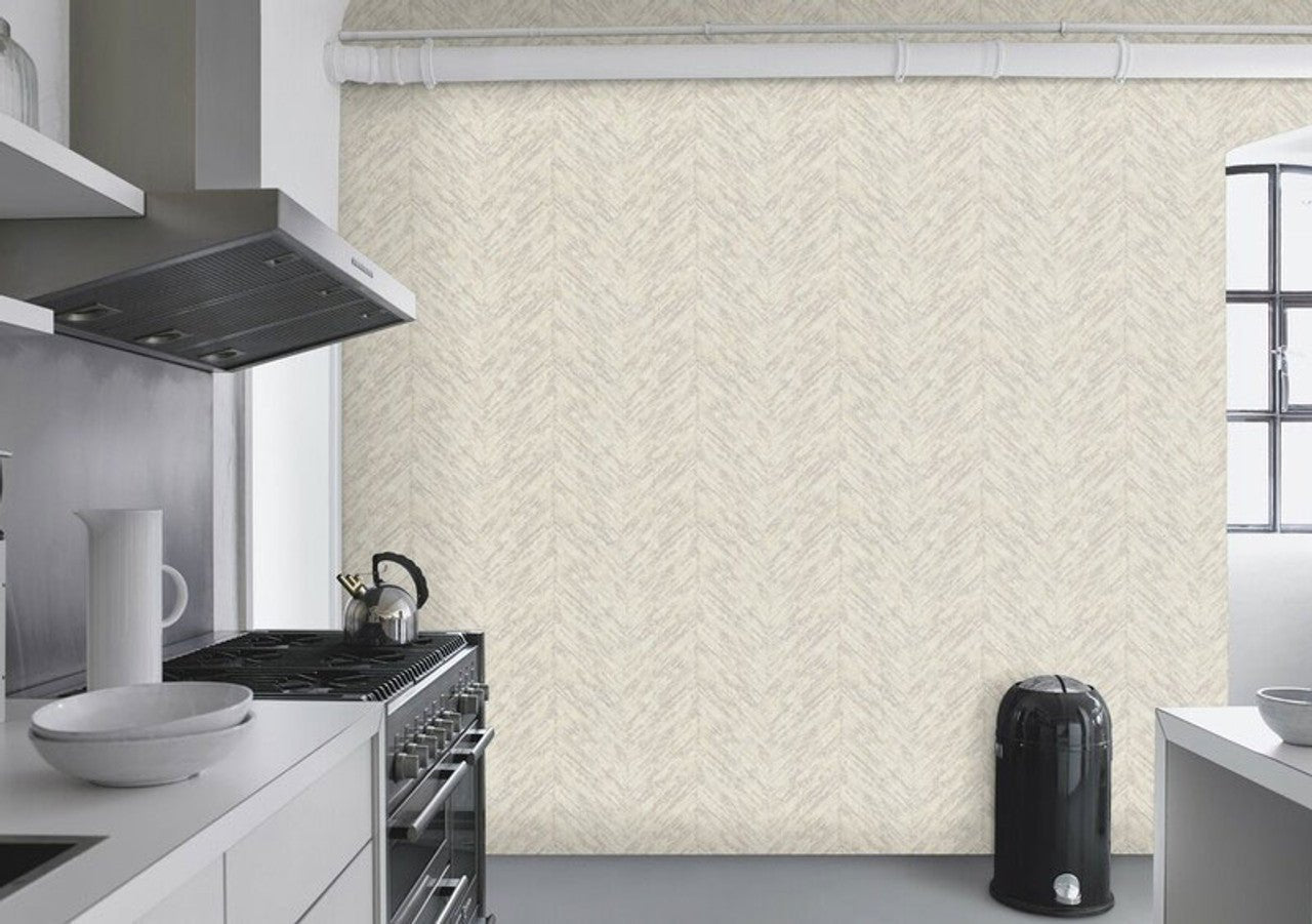 Linares Chevron Wallpaper - Cream & Taupe - Rasch - 617511Wallpaper199