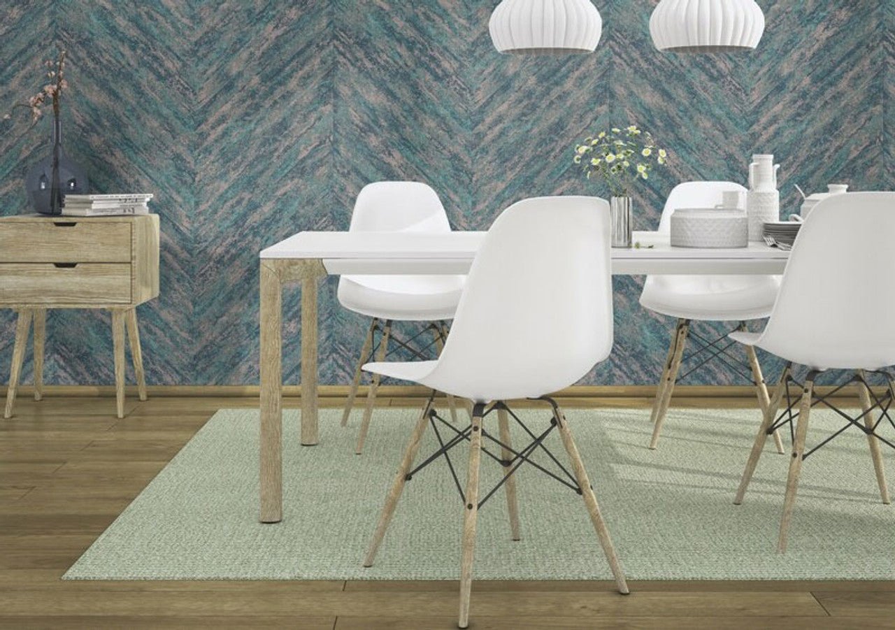 Linares Chevron Wallpaper - Teal - Rasch - 617542Wallpaper199