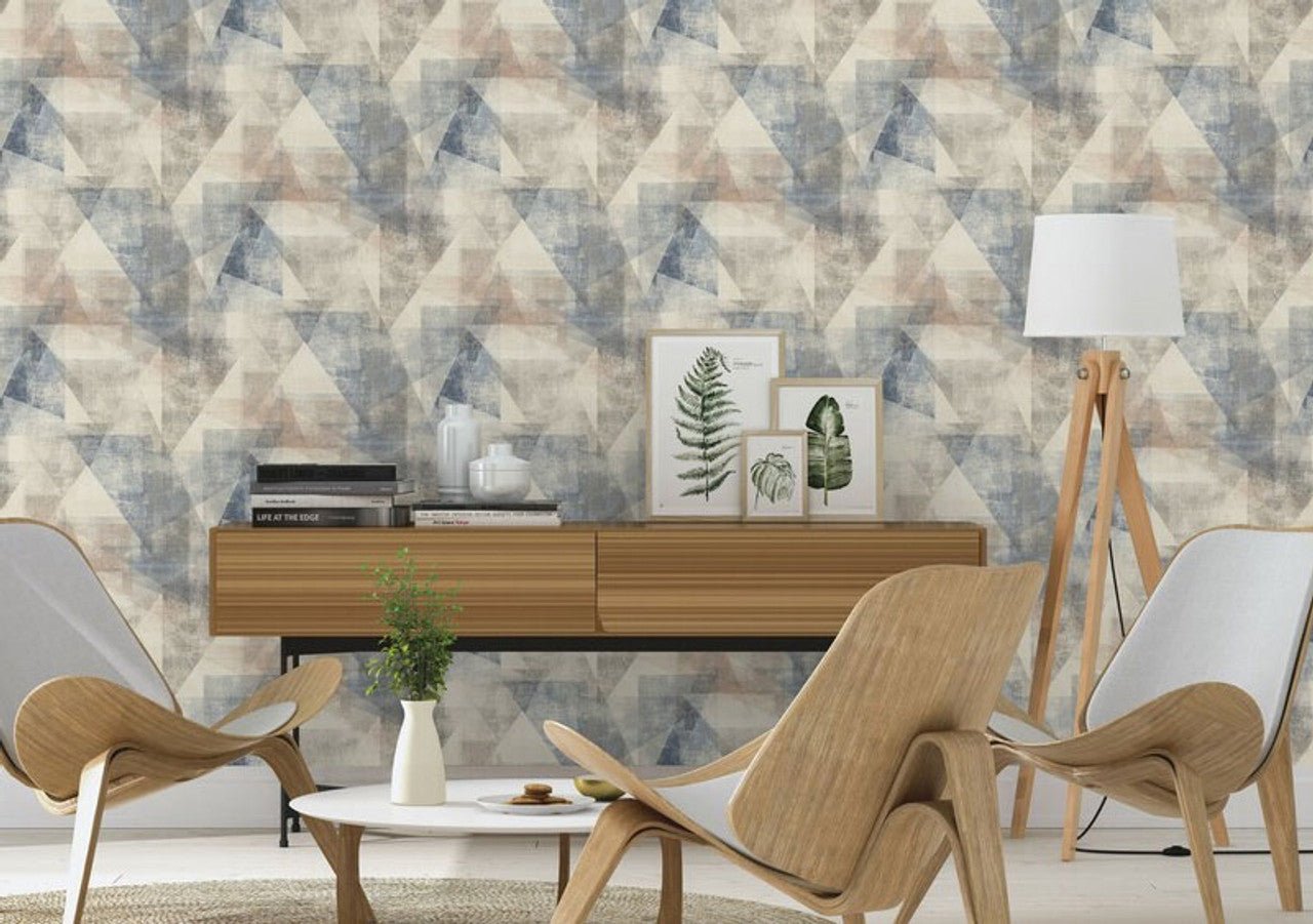 Linares Geometric Wallpaper - Blue - Rasch - 617955Wallpaper199