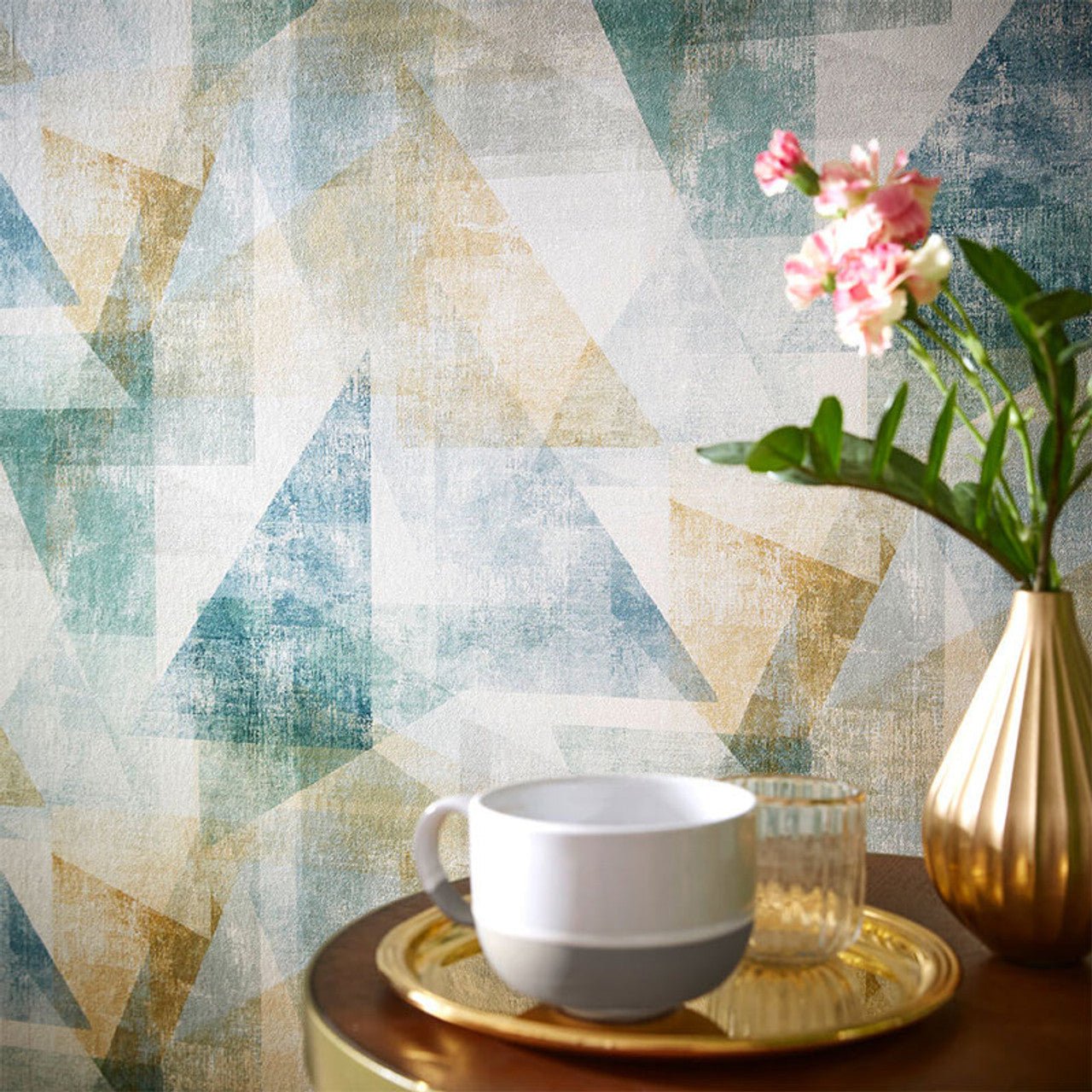 Linares Geometric Wallpaper - Green - Rasch - 617962Wallpaper199
