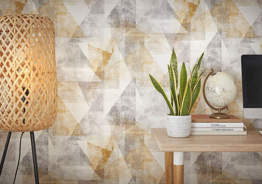 Linares Geometric Wallpaper - Yellow - Rasch - 617948Wallpaper199