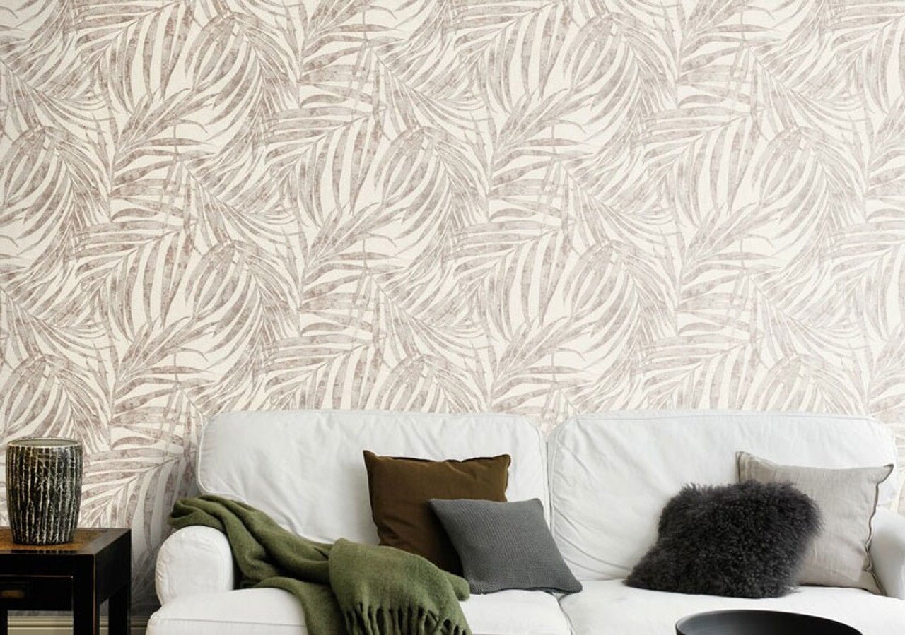 Linares Leaves Wallpaper - Cream & Taupe - Rasch - 617412Wallpaper199