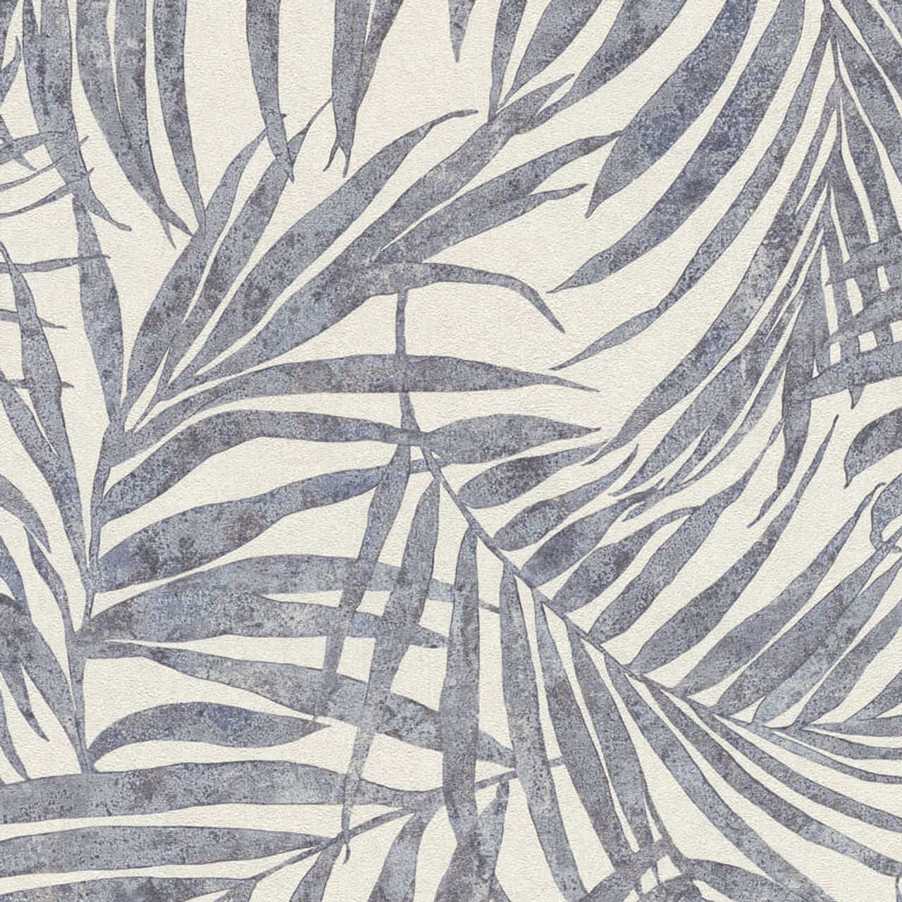 Linares Leaves Wallpaper - Denim Blue & Cream - Rasch - 617429Wallpaper199