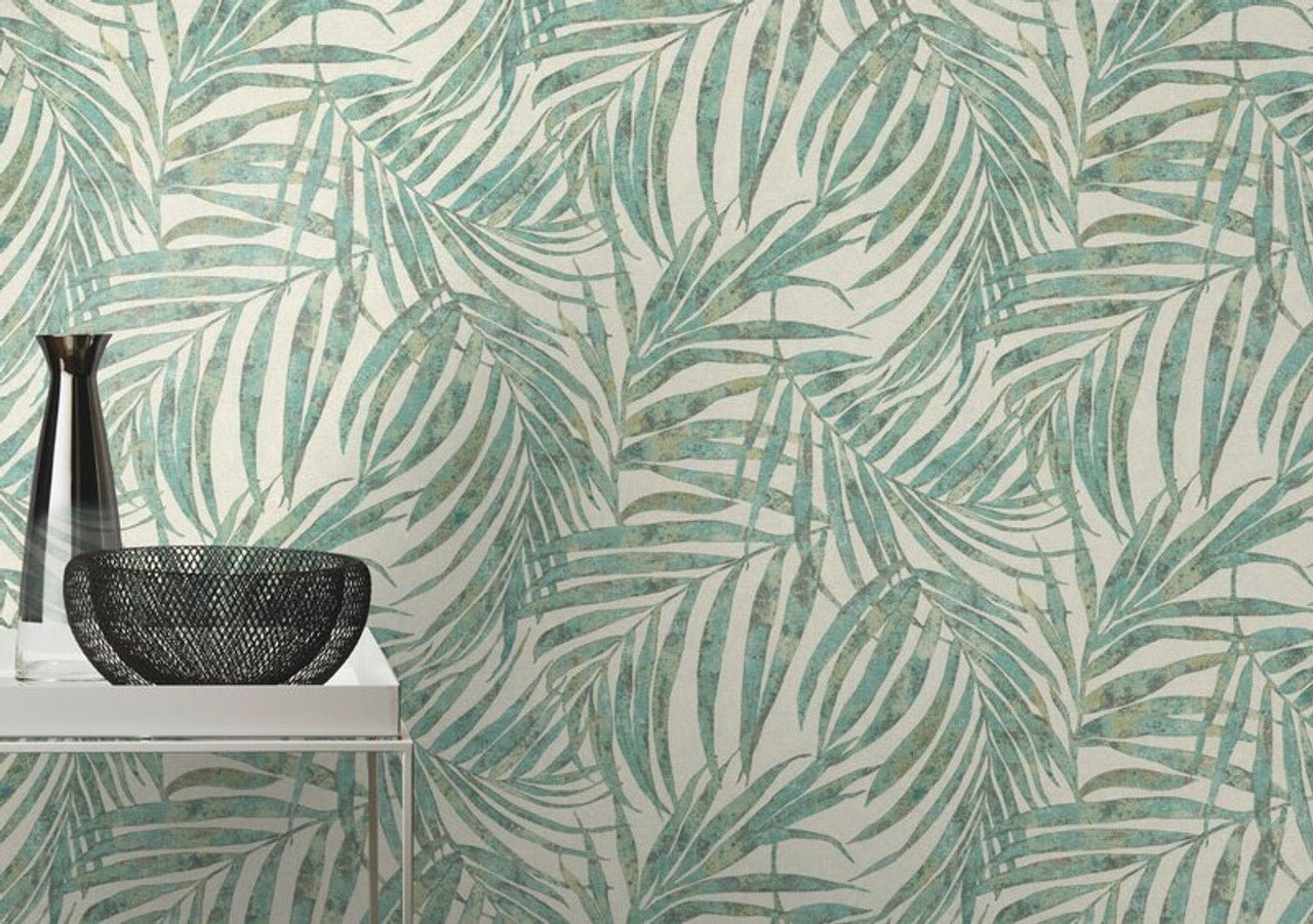 Linares Leaves Wallpaper - Green & Cream - Rasch - 617443Wallpaper199