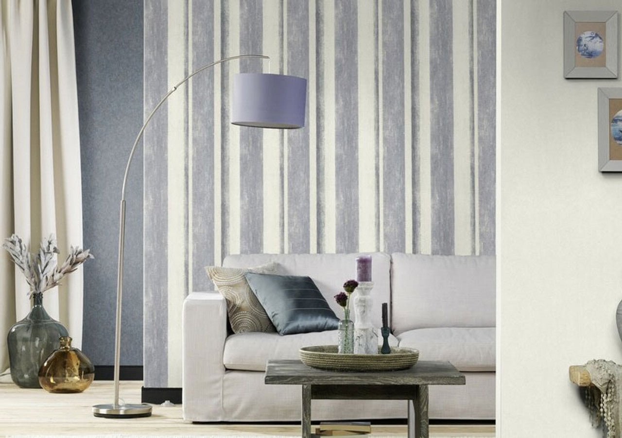 Linares Stripe Wallpaper - Blue & Cream - Rasch - 617788Wallpaper199