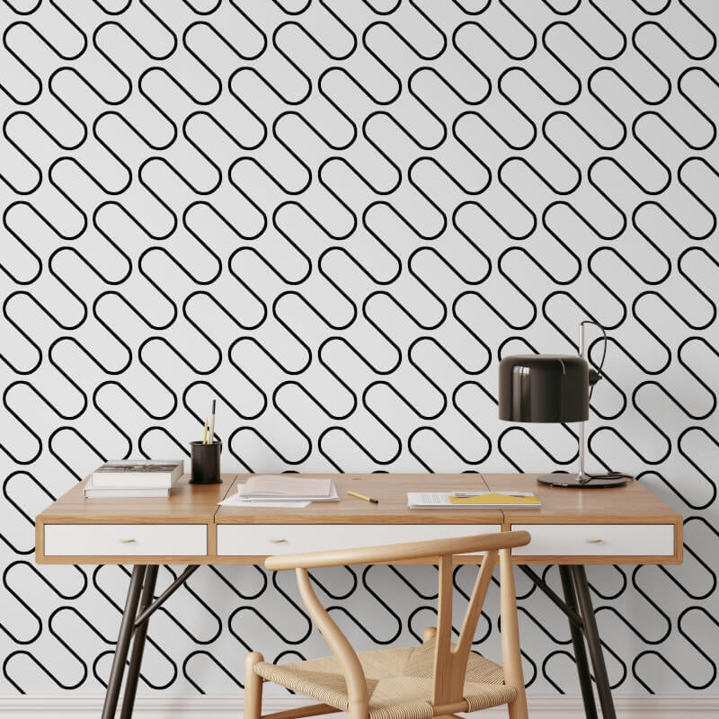 Linear Curve Wallpaper - Black/White - Catherine Lansfield - 206501Wallpaper199