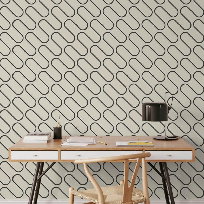 Linear Curve Wallpaper - Cream/Black - Catherine Lansfield - 206502Wallpaper199