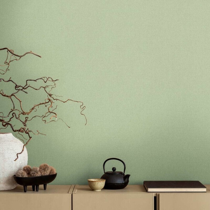 Linen Effect Texture Wallpaper - Light Green - Michalsky Living - 39988-6Wallpaper199