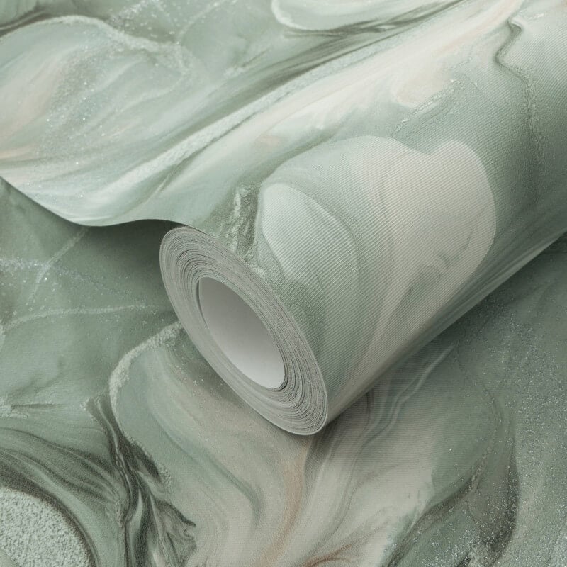 Liquid Aura Floral Metallic Wallpaper - Turquoise - Erismann - 10514 - 18Wallpaper199