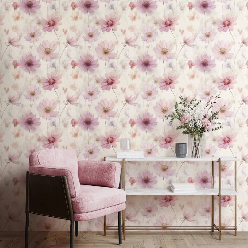 Lissa Flower Metallic Wallpaper - Pink - Muriva - 215501Wallpaper199