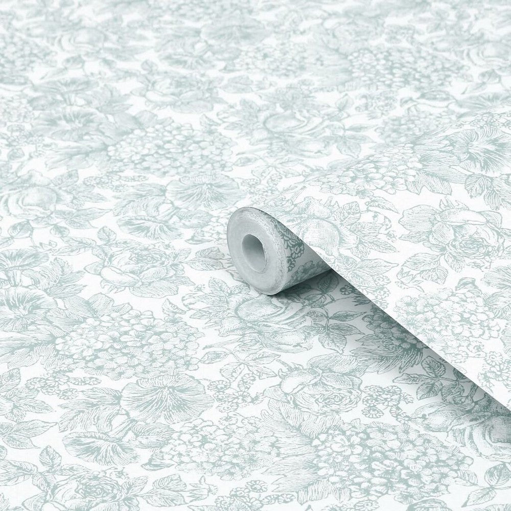 Louise Wallpaper - Duck Egg Blue - Laura Ashley - 119860Wallpaper199