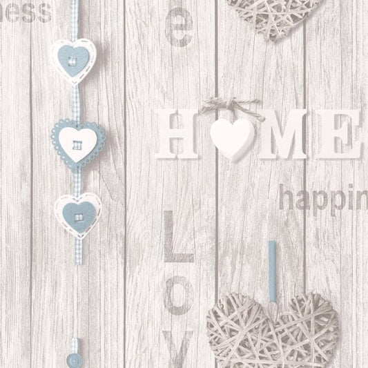 Love Your Home Wallpaper - Blue/White - Fine Décor - FD41719Wallpaper199