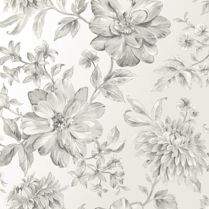 Lucia Floral Metallic Wallpaper - Silver/Grey - Crown - M1547Wallpaper199