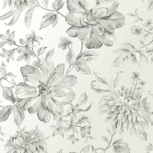 Lucia Floral Metallic Wallpaper - Silver/Grey - Crown - M1547Wallpaper199