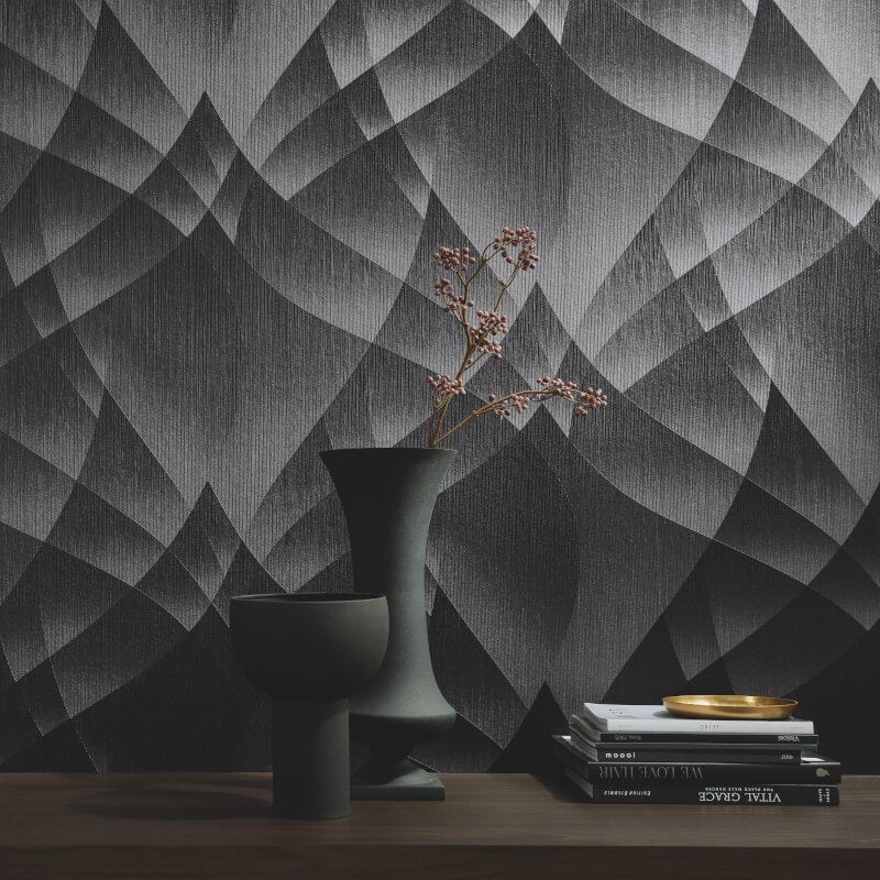 Lumina Geometric Metallic Wallpaper - Black - Erismann - 10374 - 15Wallpaper199