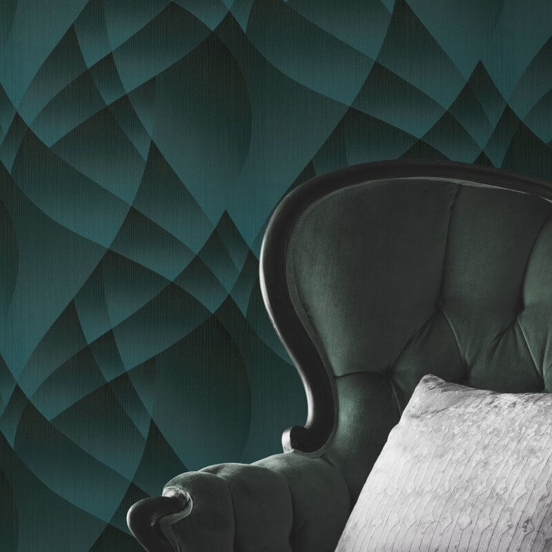Lumina Geometric Metallic Wallpaper - Turquoise - Erismann - 10374 - 18Wallpaper199
