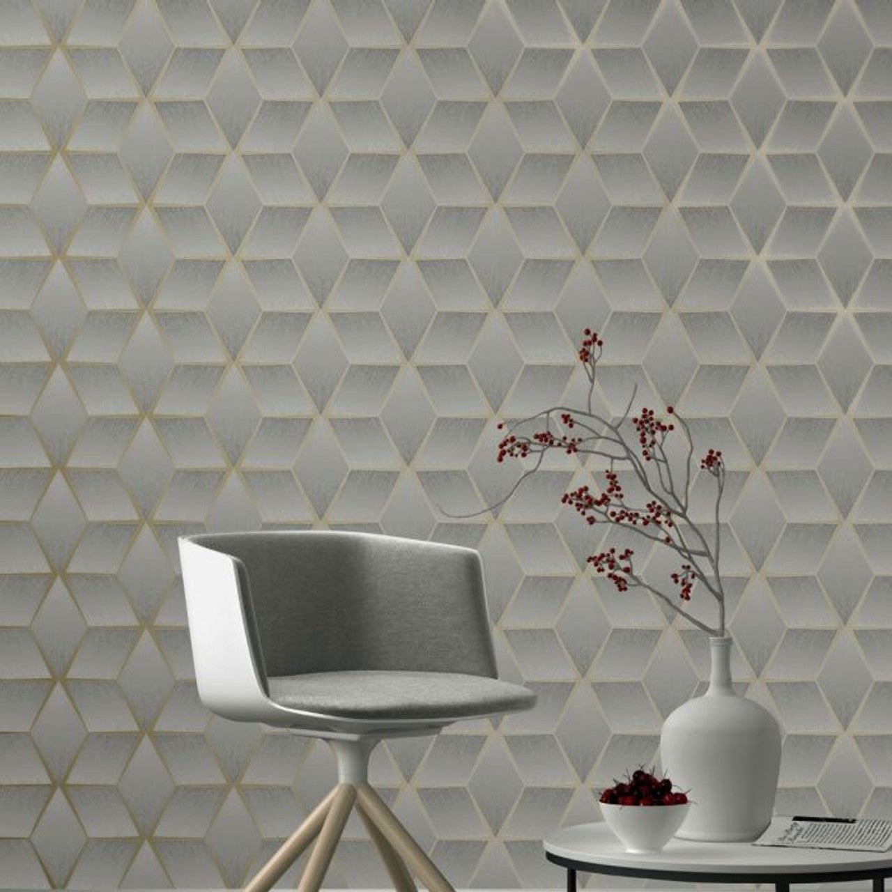 Luxor Geo Wallpaper - Grey - Rasch - 310610Wallpaper199