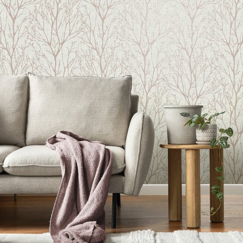 Lynford Trees Wallpaper - Blush - Crown - M1874Wallpaper199