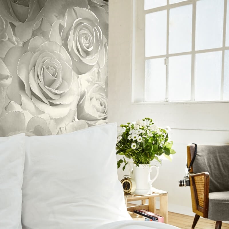 Madison Rose Floral Glitter Wallpaper - Pearl - Muriva - 139524Wallpaper199