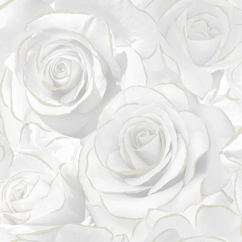 Madison Rose Floral Glitter Wallpaper - White - Muriva - 139525Wallpaper199