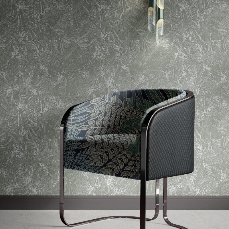 Madoc Marble Abstract Metallic Wallpaper - Grey - Erismann - 10358 - 15Wallpaper199
