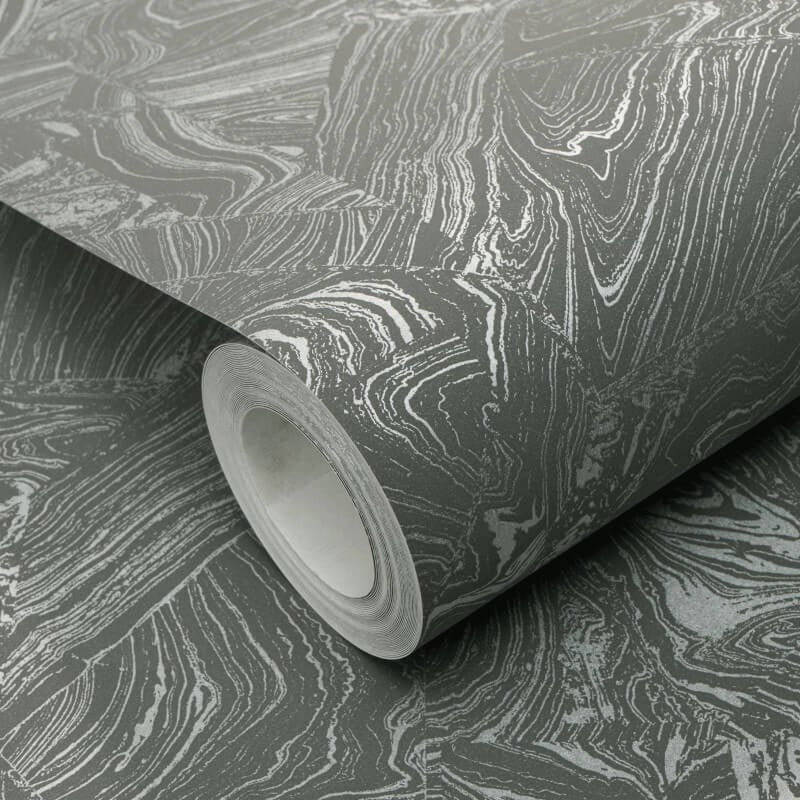 Madoc Marble Abstract Metallic Wallpaper - Grey - Erismann - 10358 - 15Wallpaper199