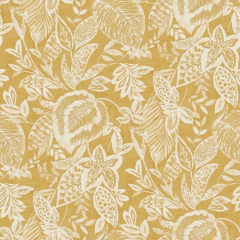 Mae Wild Leaves Wallpaper - Ochre - Grandeco - 171802Wallpaper199